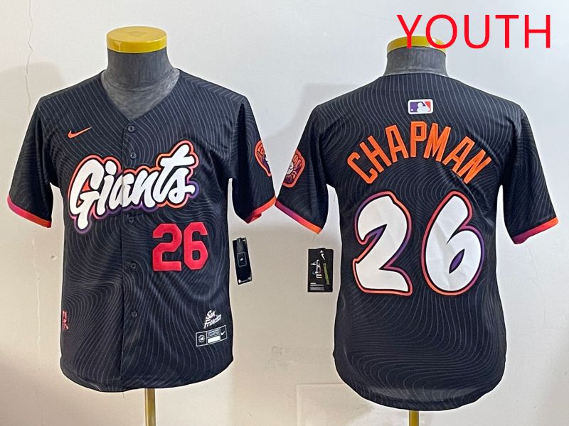 Youth San Francisco Giants #26 Chapman Black Joint Name 2025 Nike MLB Jersey style 2->youth mlb jersey->Youth Jersey
